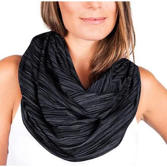 CHAMPION Black Gray Space Dye Snap Convertible Infinity Scarf Wrap Lightweight - Picture 2 of 4